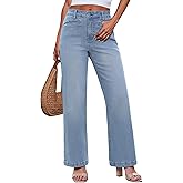 luvamia Wide Leg Jeans for Women Trendy High Waisted Welt Pockets Stretchy Denim Jeans Work Casual Trousers Pants