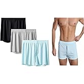 GOLD XIONG PADISHAH Men's Ice Silk brief Satin Boxer Shorts Silk Feeling Underwear with Button Fly Silky Boxers for Men