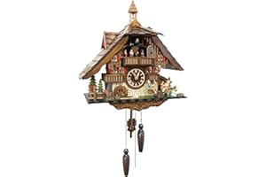 CUCKOO PALACE Cuckoo-Palace Large German Cuckoo Clock - The Seesaw Mill Chalet with Quartz Movement with Moving Seesaw - Black Forest Clock