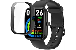 Lamshaw IDW25 Smart Watch Case, Hard PC Case with Screen Protector, Compatible with VRPEFIT, Konitee, KALINCO IDW25, Black, 1