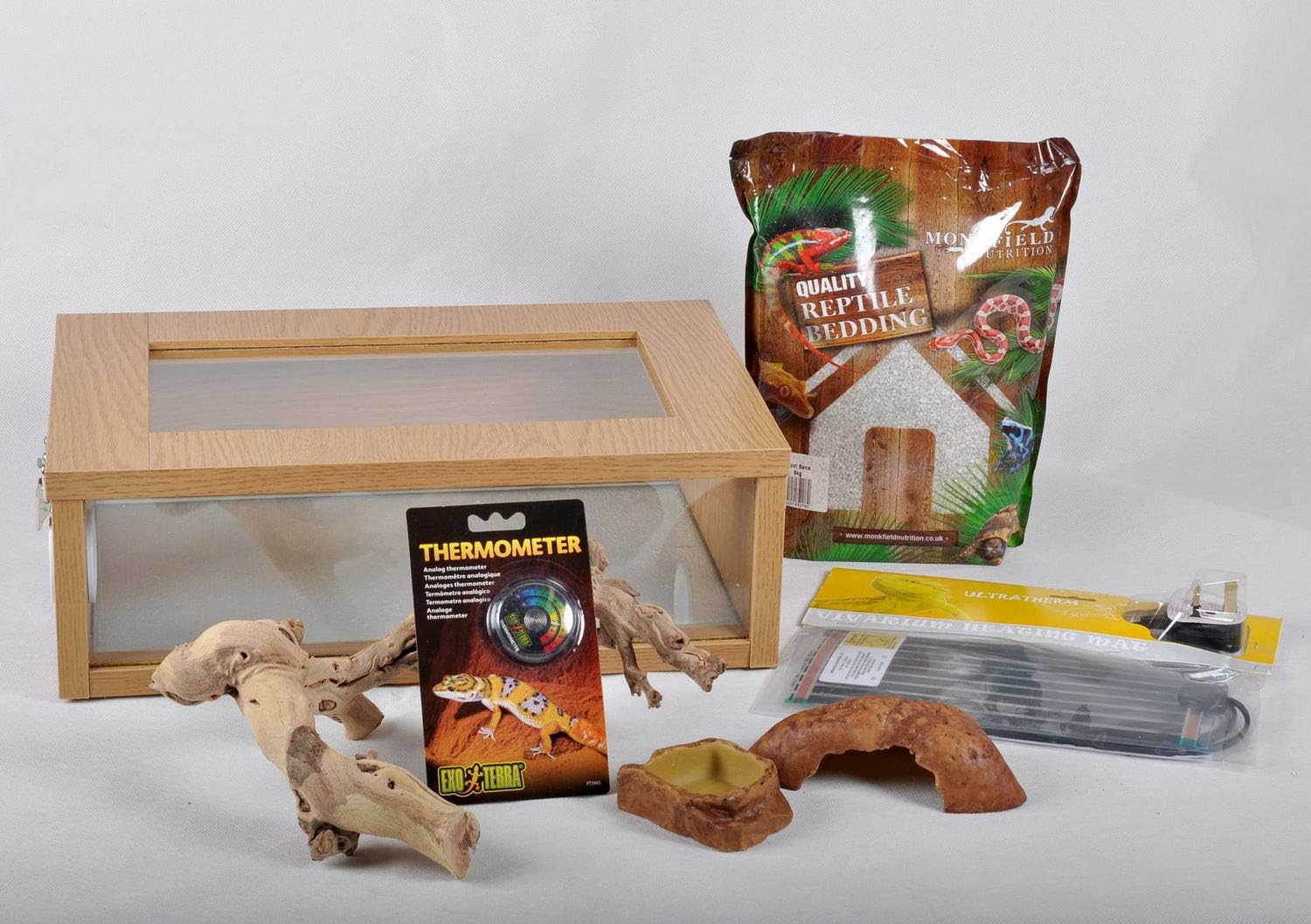 The Pet Express Small Leopard Gecko Starter Kit - Monkfield Vivarium Oak (18 Inch)