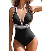 AI'MAGE One Piece Swimsuit Women Tummy Control Slimming Modest Bathing Suits Color Block Adjustable Straps Swim Suits 2025