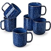 vancasso STARRY Coffee Mugs Set, 16 oz Ceramic Coffee Cups for Americano Hot Tea Iced Coffee Cold Brew Cocoa Milk Stoneware Mugs Set of 6, Dishwasher & Microwave Safe, Blue