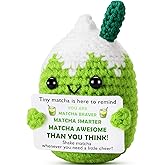 Valentines Day Romantic Gifts for Her, Him, Handmade Affirmations Crochet Matcha Gift for Coffee Lover, Birthday Gift for Women, Friend, Coworker, Boss Lady, Green Spring & St. Patrick's Day Decor