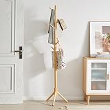 YMYNY Wooden Coat Rack Stand 8 Hooks Hall Tree Adjustable 40x181cm view 5