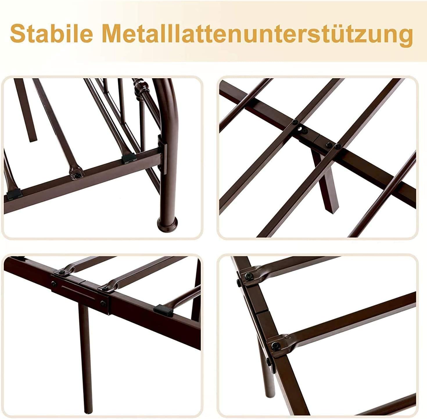 mecor Modern Metallbett Bettgestell mit geschwungenes Kopfteil