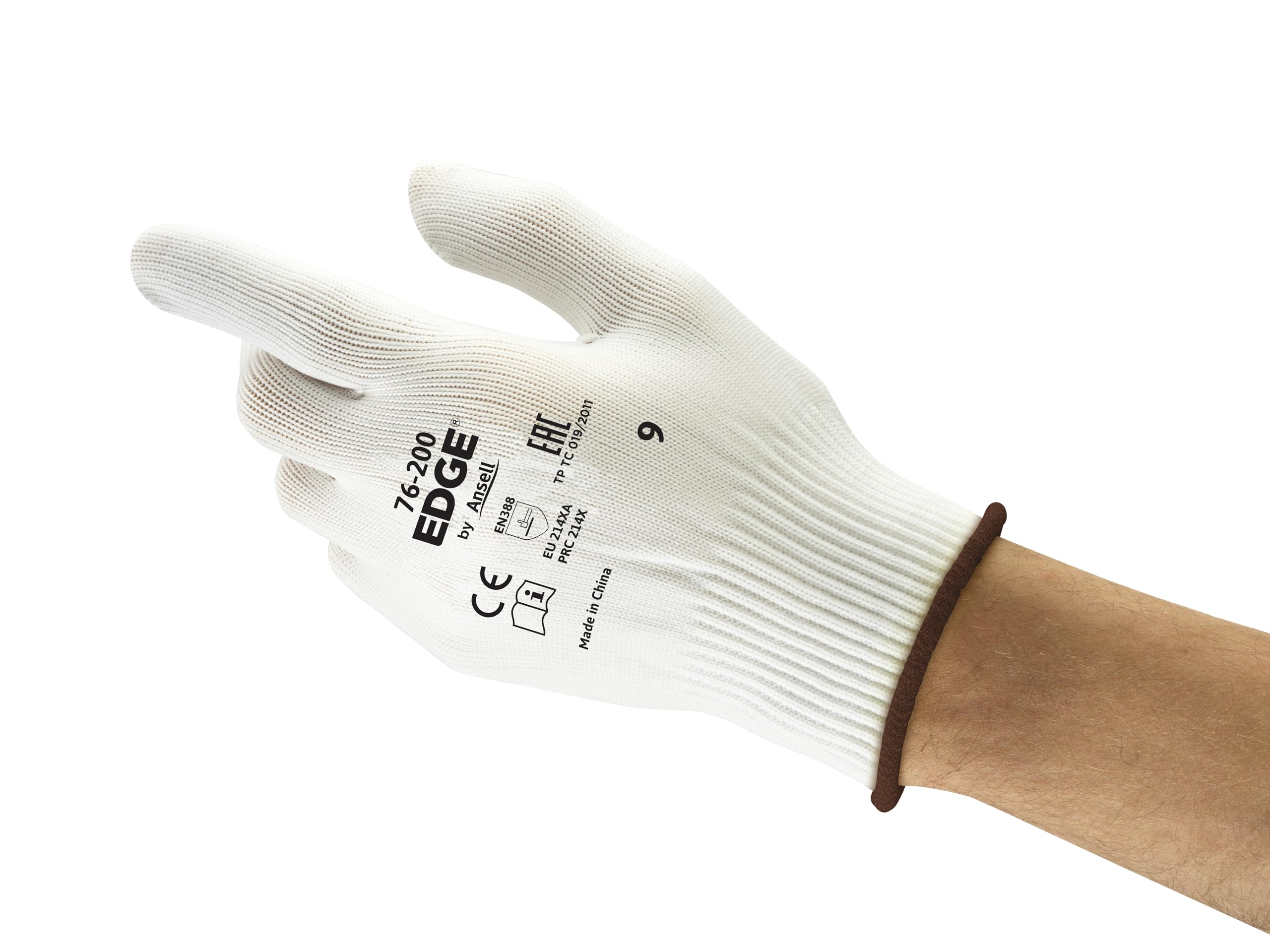 Ansell EDGE 76-200 Multi-Purpose Work Gloves, Seamless Construction for Comfortable Wear, Ambidextrous and Washable, Men Women, White, Size M (12 Pairs)