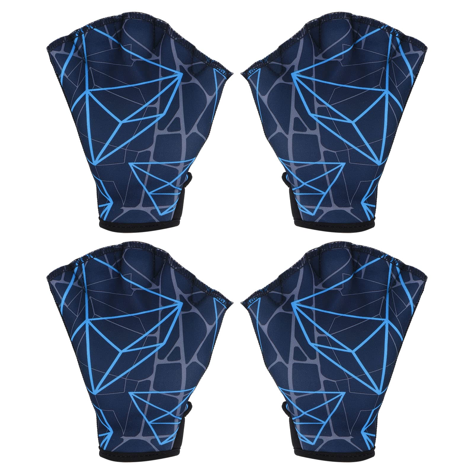 PATIKIL Webbed Swim Gloves, 2Pairs Swimming Aquatic Gloves Printing Water Resistance Training Accessories for Swimming and Diving, S, Dark Blue