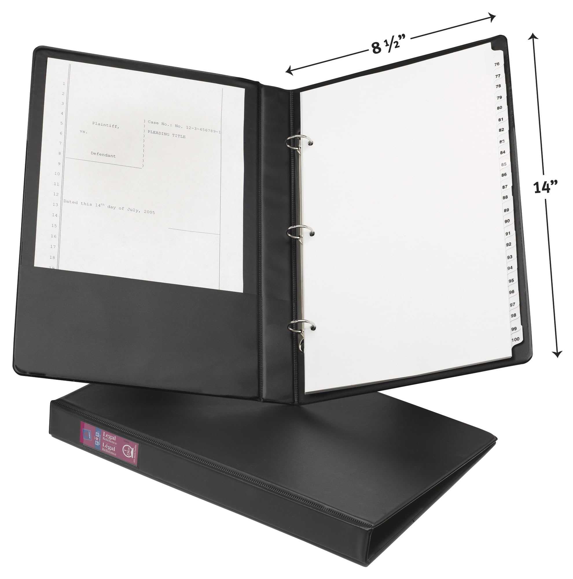 Photo 1 of Avery Legal-Size Durable 3 Ring Binder, 1" Round Rings, Holds 8-1/2" x 14" Paper, Black, 175 Sheet Capacity, 1.4" Wide Spine, 2 Pockets, Ideal for Document Protection & Organizing Reports (06400)