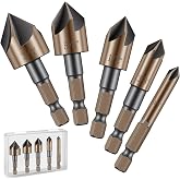 5PCS HSS Countersink Drill Bits for Metal, Counter Sink Drill Bit for Wood | 1/4"-3/4" with 1/4" Shank Countersink Drill Bit Set, Counter Sink Drill Bit for Woodwork, Steel, Aluminium, Plastic