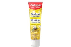 Colgate MaxFresh Anticavity Fluoride Toothpaste with Breath Strips, Pineapple Coconut Crush, Fresh Breath Toothpaste, Helps F