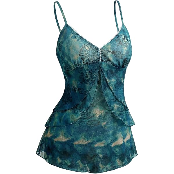 Women Y2K Vintage Lace Trim Cami Top 2000s Aesthetic Slim Fit