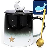 Arawat Cute Mug With Lid Star & Moon 3d Cup Gift Funny Coffee Mugs 420 ml/14 oz Tea Cups With Spoon & Coaster Tea Coffee Mug Cute Birthday Gift For Girlfriend Women Girls