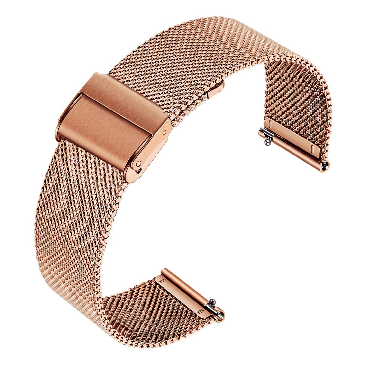 Quick Release Watch Strap,Mesh Woven Metal Watch Band Clasp for Men and Women,Universal Watchband for Smart Watches Fossil Watch strap and Seiko Watches 22mm Rose gold Double Buckle