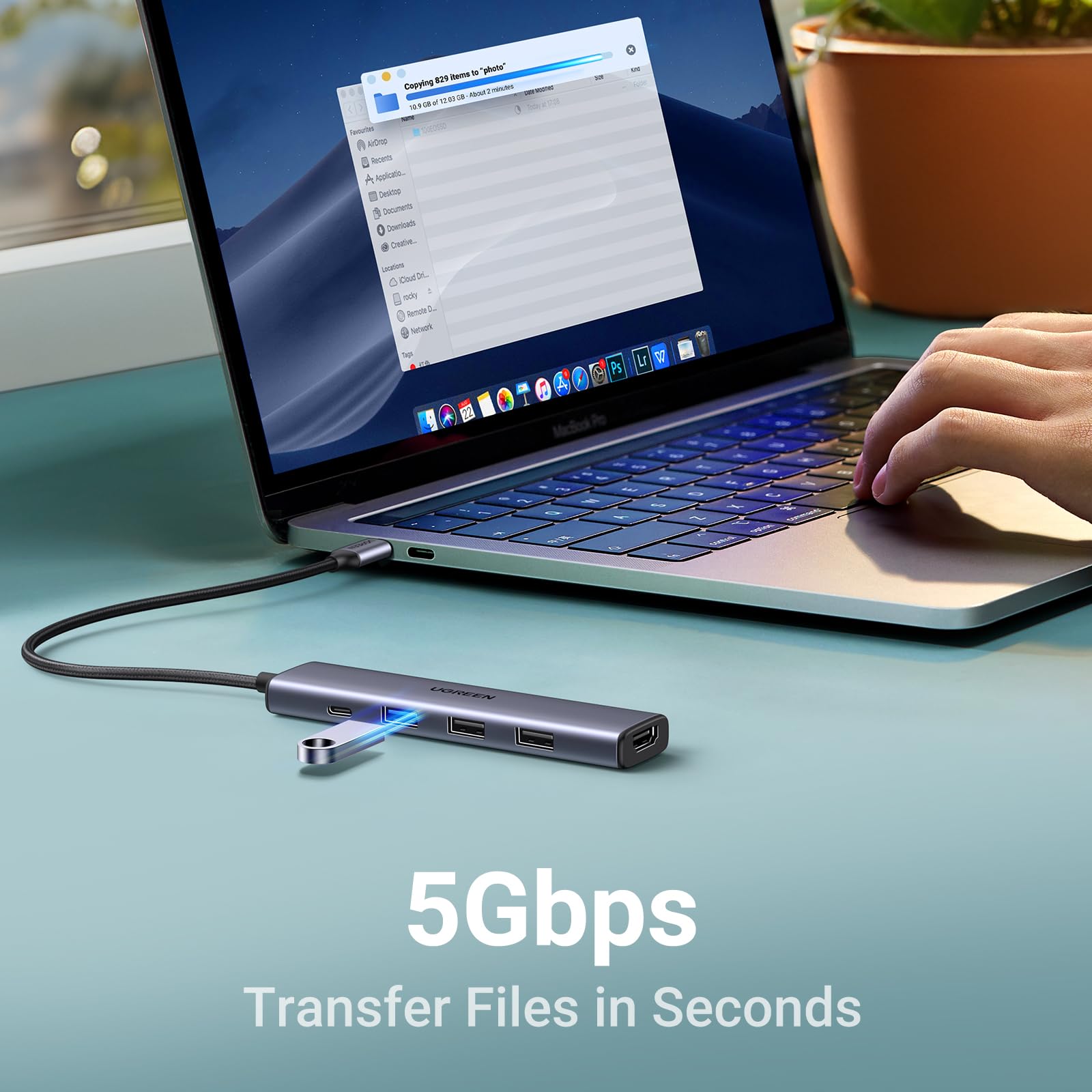 UGREEN Revodok 105 USB C Hub 5 in 1 Multiport Adapter 4K HDMI, 100W Power Delivery, 3 USB-A Data Ports, USB C Dongle for MacBook Pro/Air, iPad Pro, iMac, iPhone 16 Pro/Pro Max, XPS, Thinkpad