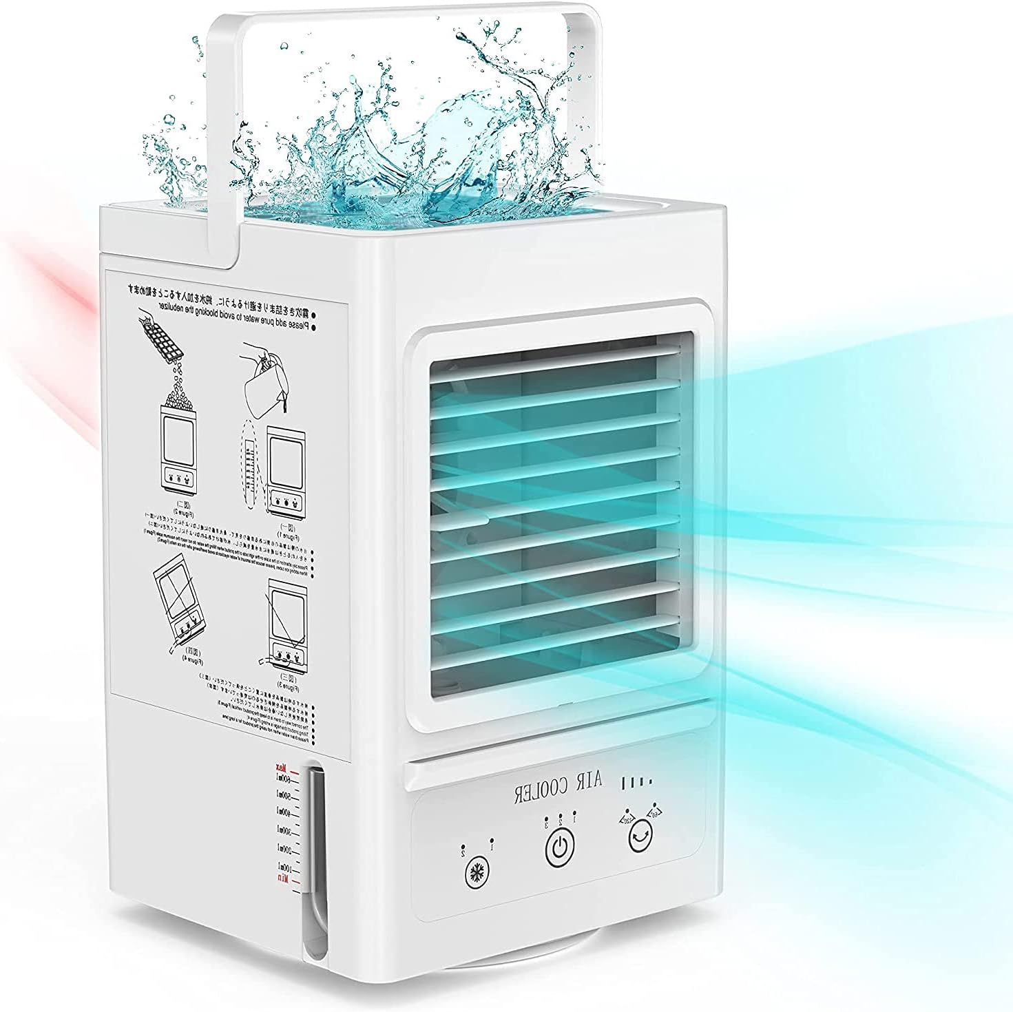 Portable Air Conditioner, Rechargeable Battery Operated Evaporative Air Cooler, Auto Oscillation 700ml Water Tank, Perfect for Home Bedroom Office Outdoor