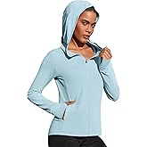 PINSPARK Women's UPF 50+ Sun Protection Hoodie Jacket Lightweight Full Zip Athletic Jacket Long Sleeve Shirt with Pockets