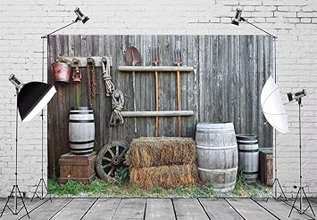 Buy Beleco 10x6 5ft Cowboy Photo Backdrop Barrel Bale And Fork In