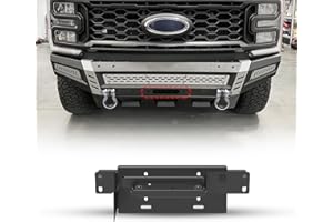 ROXX for F250 F350 2017-2026 Front Hidden Winch Plate [Excluding Diesel Models], Pickip Truck Winch Plate with Flip-up Licenc