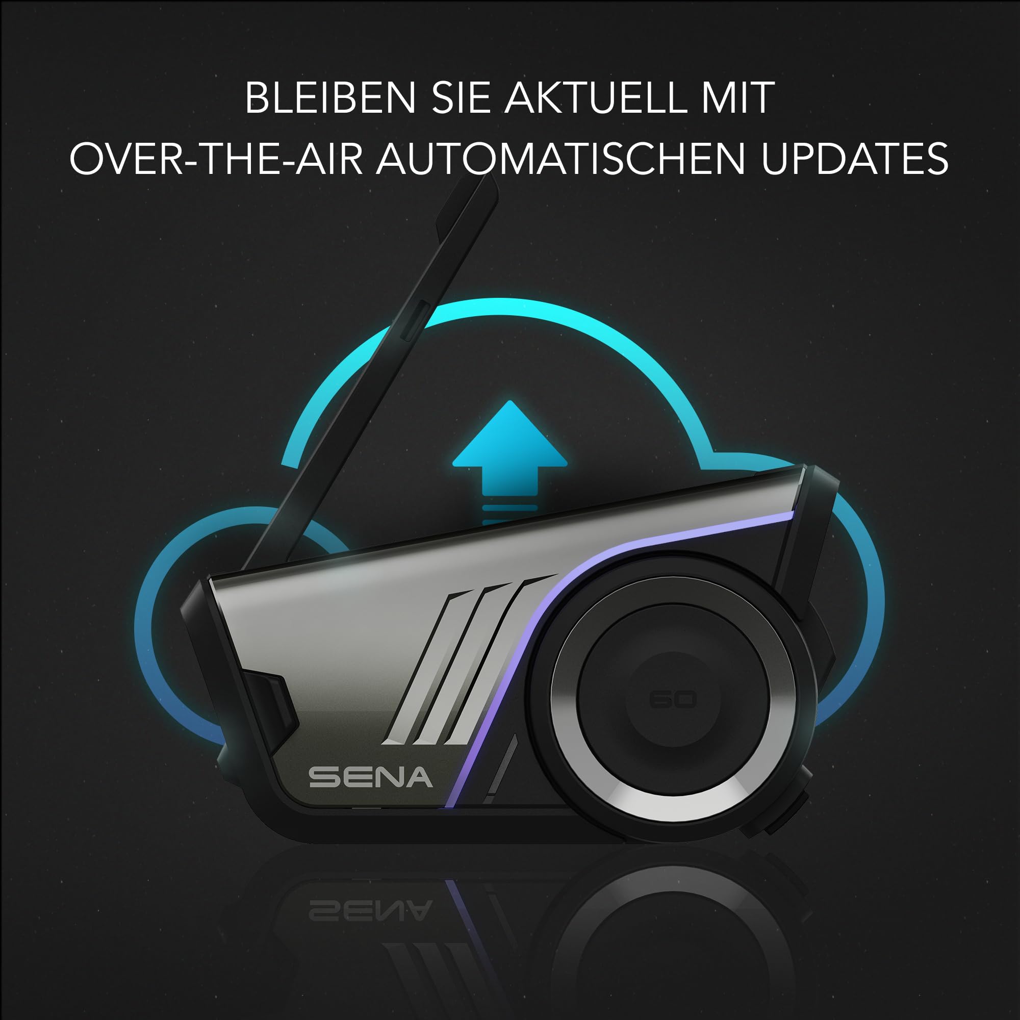 Sena 60S Motorrad-Kommunikationssystem Mesh 3.0, Wave, Bluetooth Intercom, IPX7 wasserdicht, 24 Std. Akku, 2 km Reichweite, Sound von Harman Kardon 2. Generation Helm-Kommunikationssystem 5