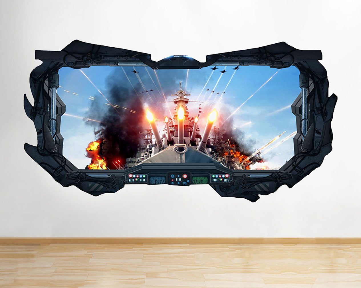F887 Ship Machine Gun Fighter Jets Window Wall Decal 3D Art Stickers Vinyl RoomKids Bedroom Baby Nursery Cool Livingroom Hall Boys Girls