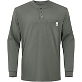 VANLENS FR Shirts for Men Flame Resistant Light Weight 6.5oz Long Sleeve Henley Shirts CAT2 NFPA2112 FR Clothing