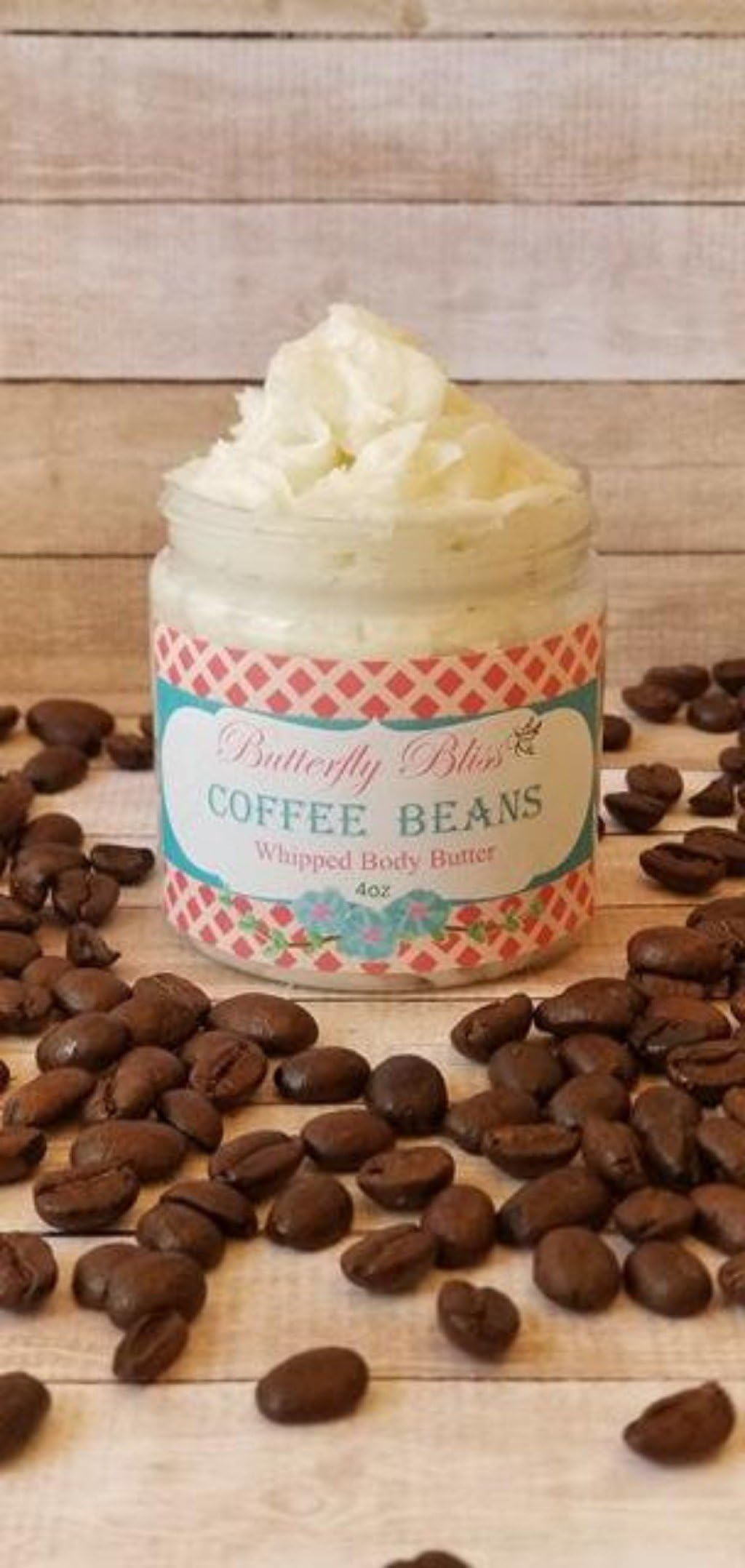 Coffee Beans Whipped Body Butter, natural lotion, organic, 4oz jar, made with shea butter, mango butter, coconut oil, almond oil
