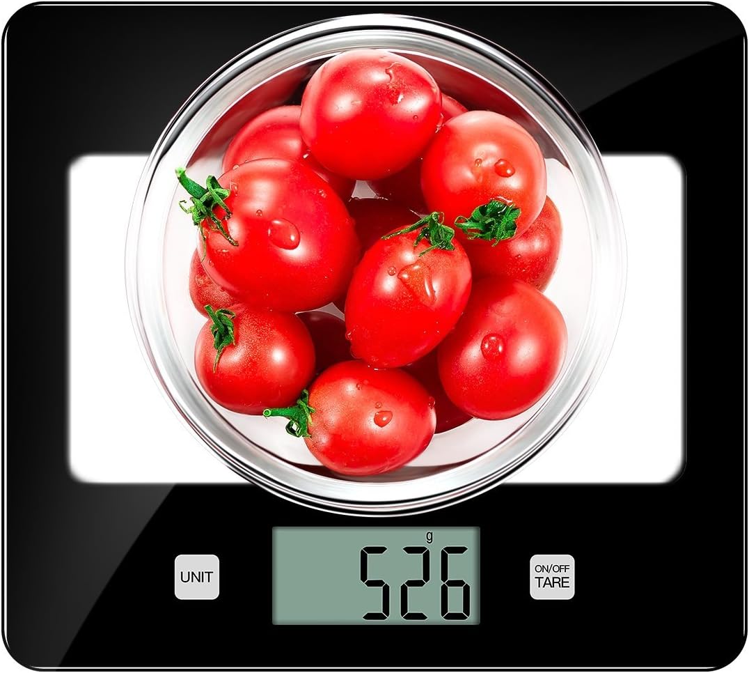 Digital Kitchen Scale Food Scales, TOBOX Glass Postage Scale High Accuracy with LCD Display and Tare Function