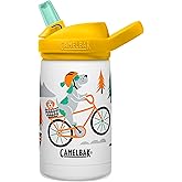 CamelBak Eddy+ Kids Bite Valve Straw Insulated Stainless Steel Water Bottle Biking Dogs, 12oz