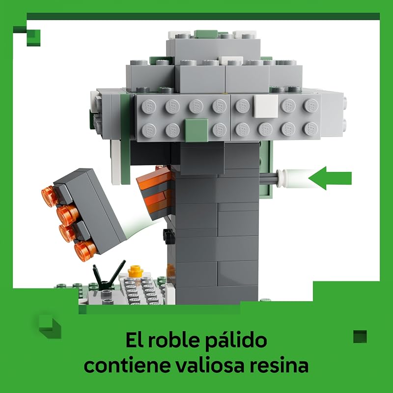 Minecraft The Pale Garden - Miniatura do Bioma com Crackle e Minifigura do Homem-Mariposa - Figuras Creeper e Esqueleto - Presente para Gamer para Rapazes e Raparigas 7+ Anos - 21586