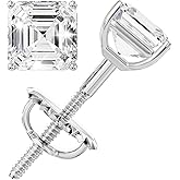 Moissanite Stud Earrings, 0.5ct-3ct D Color VVS1 Clarity All Shapes Moissanite 14K White Gold Plated 925 Sterling Silver Simulated Diamond Earrings For Women
