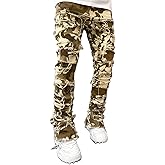 Giraropa Mens Black Stacked Jeans Slim Fit Ripped Jeans Destroyed Straight Denim Pants Harajuku Hip Hop Trouser Streetwear