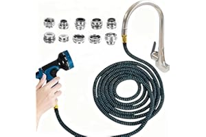 Ecoaterui Indoor Sink Hose Attachment for Faucet - (50FT) Faucet Hose with 10 Adapters for Kitchen Sink Bathroom Sink Faucet,