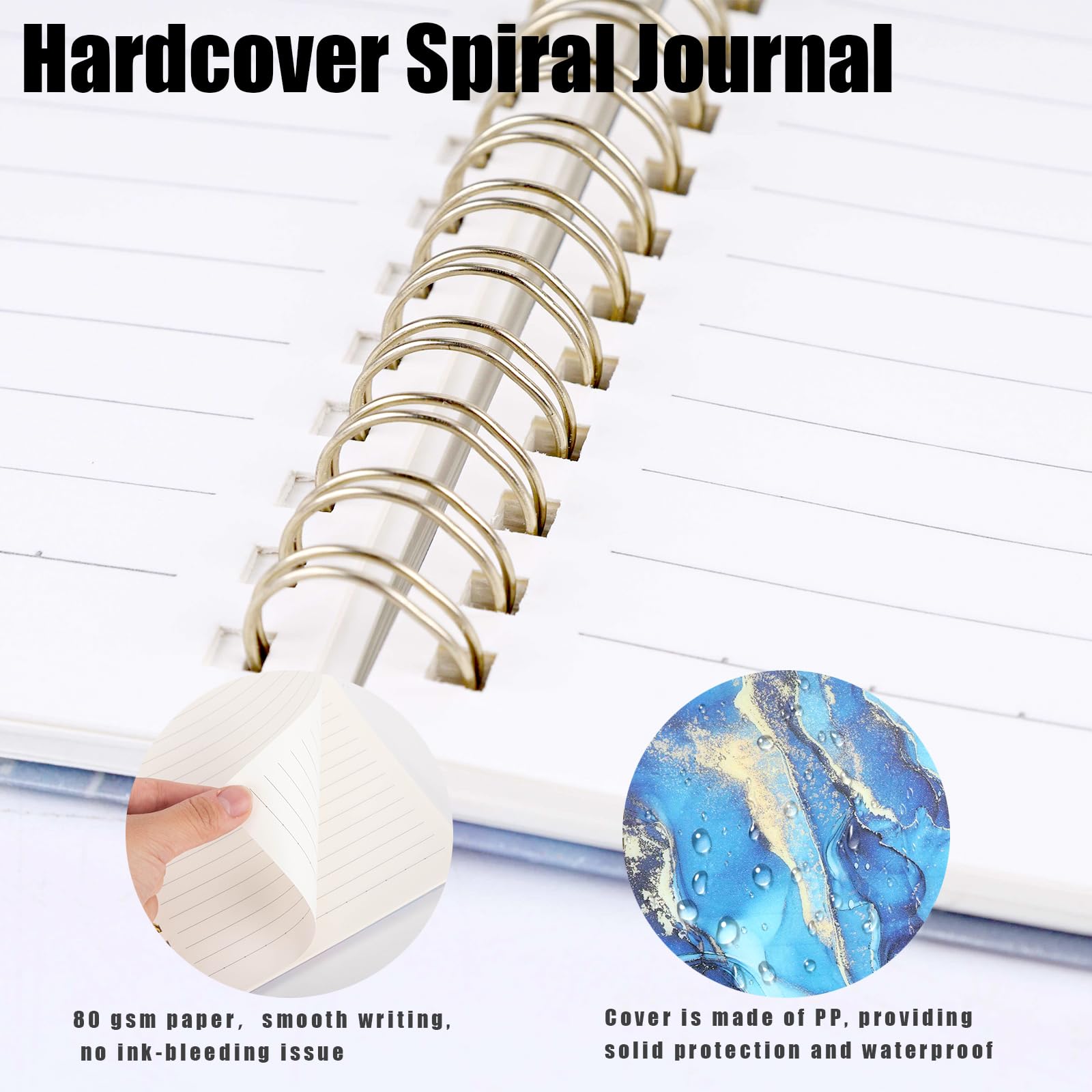 Koogel 4PCS Spiral Notebooks A5, College Ruled Notebooks Spiral Notebooks Hardcover for Gift Office School Supplies