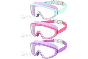 QALLY Kids Swim Goggles for Kids Swimming Goggles: 3 PCS Youth Pool Water Swimming Goggle For Boys Girls Anti-Fog UV400