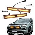 LED Grille Lights for 2019-2024 Toyota RAV4 Grille Lights Front Grill Light for RAV4 Accessories 2022 2021 2020 2023 (Amber, Adventure)
