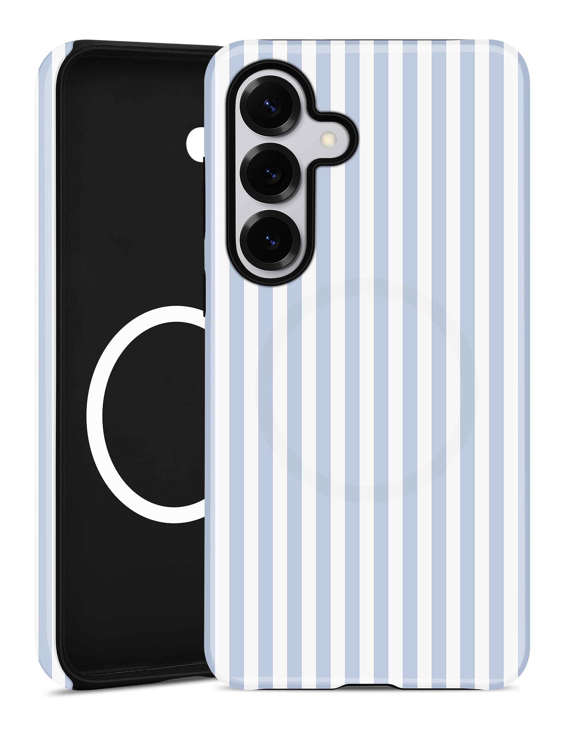 Aitipy Compatible with MagSafe Striped Phone Case for Samsung Galaxy S24, Cute Aesthetic Striped Magnetic Soft TPU and Hard PC Protective Phone Cover for Women Girls - Blue
