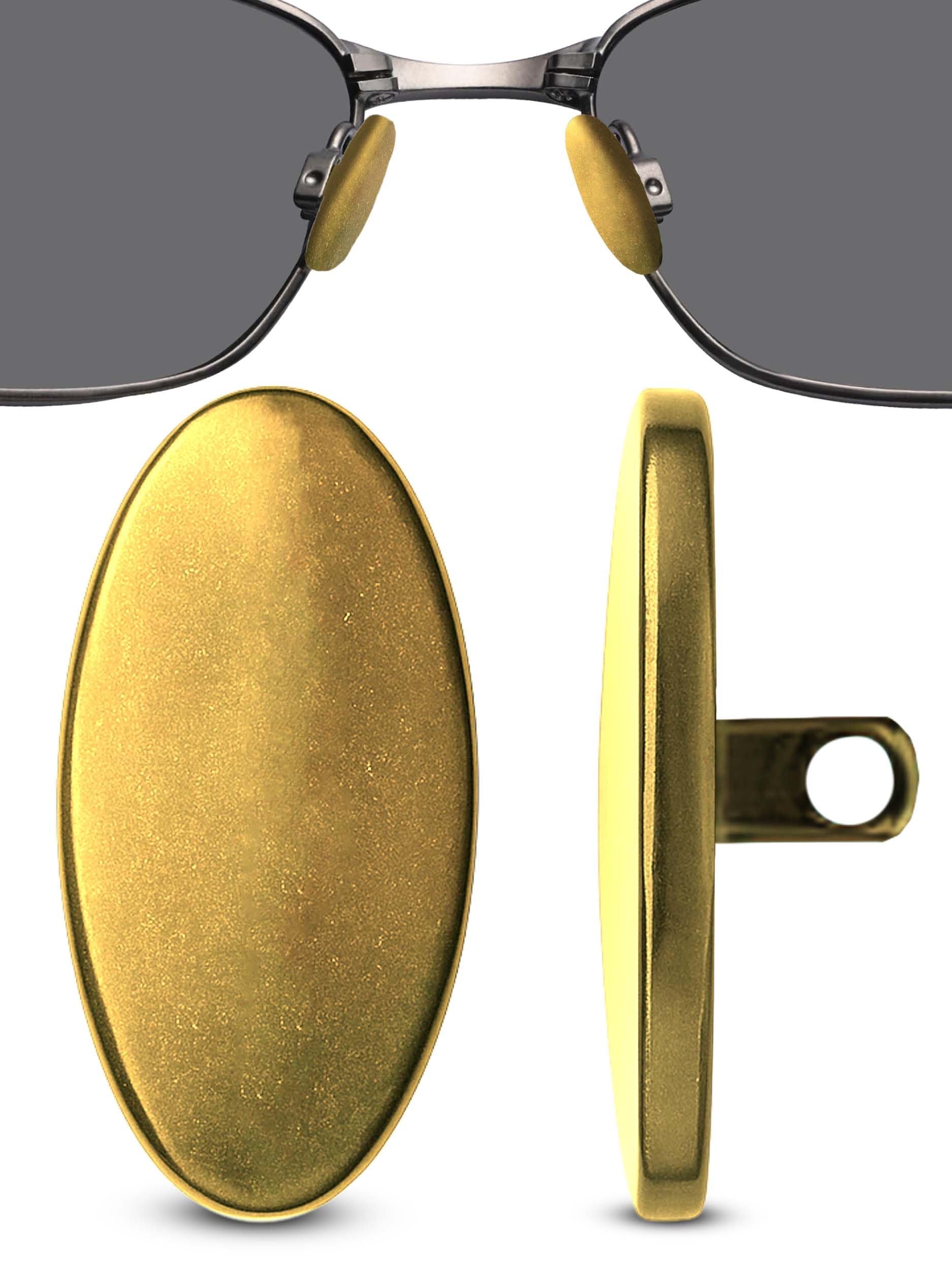 SPORTS WORLD VISION Titanium Glasses Nose Pads | Non-Slip Oval Titanium Nose Pads for Glasses | 13mm Slide-in Easy Replacement & Comfortable Fit - 1 Pair in Gold Finish for Suitable Eyeglasses