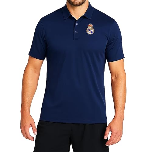 Icon Sports Official Real Madrid CF Polo Shirt - Unisex Adult - RM01PL Navy M