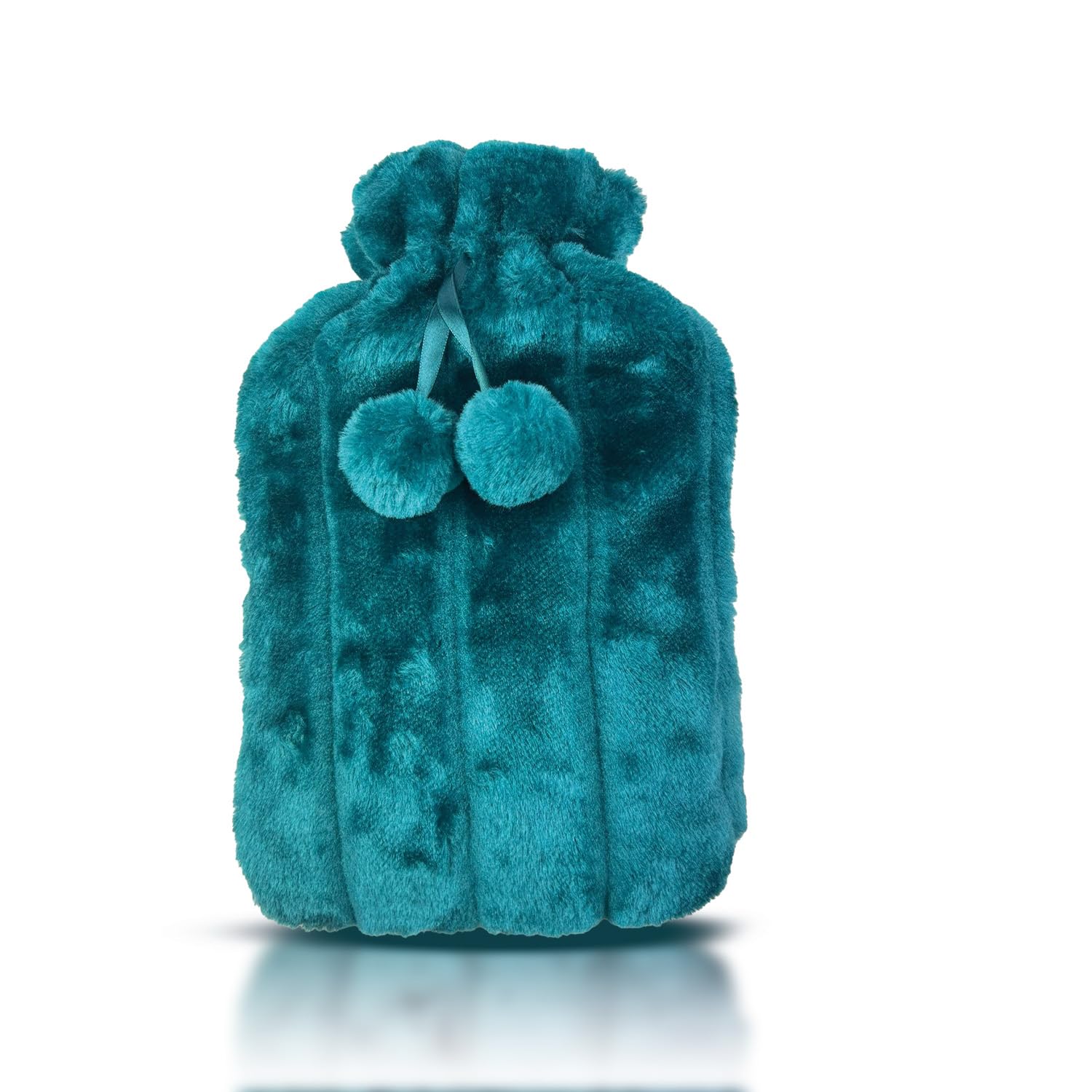 M.S.N Hot Water Bottle 2.0 L with Lid and Cuddly Soft Fur Cover, Kangaroo Pocket - Leak-Proof, Bed Bottle with Soft Removable Cover, Ideal for Pain Relief (Gift Dark Green)