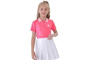EXARUS Girls' Golf Polo Tennis Shirts Kids Sleeveless V-Neck Athletic Workout Tank Tops UPF 50+ Quick Dry Golf Clothes