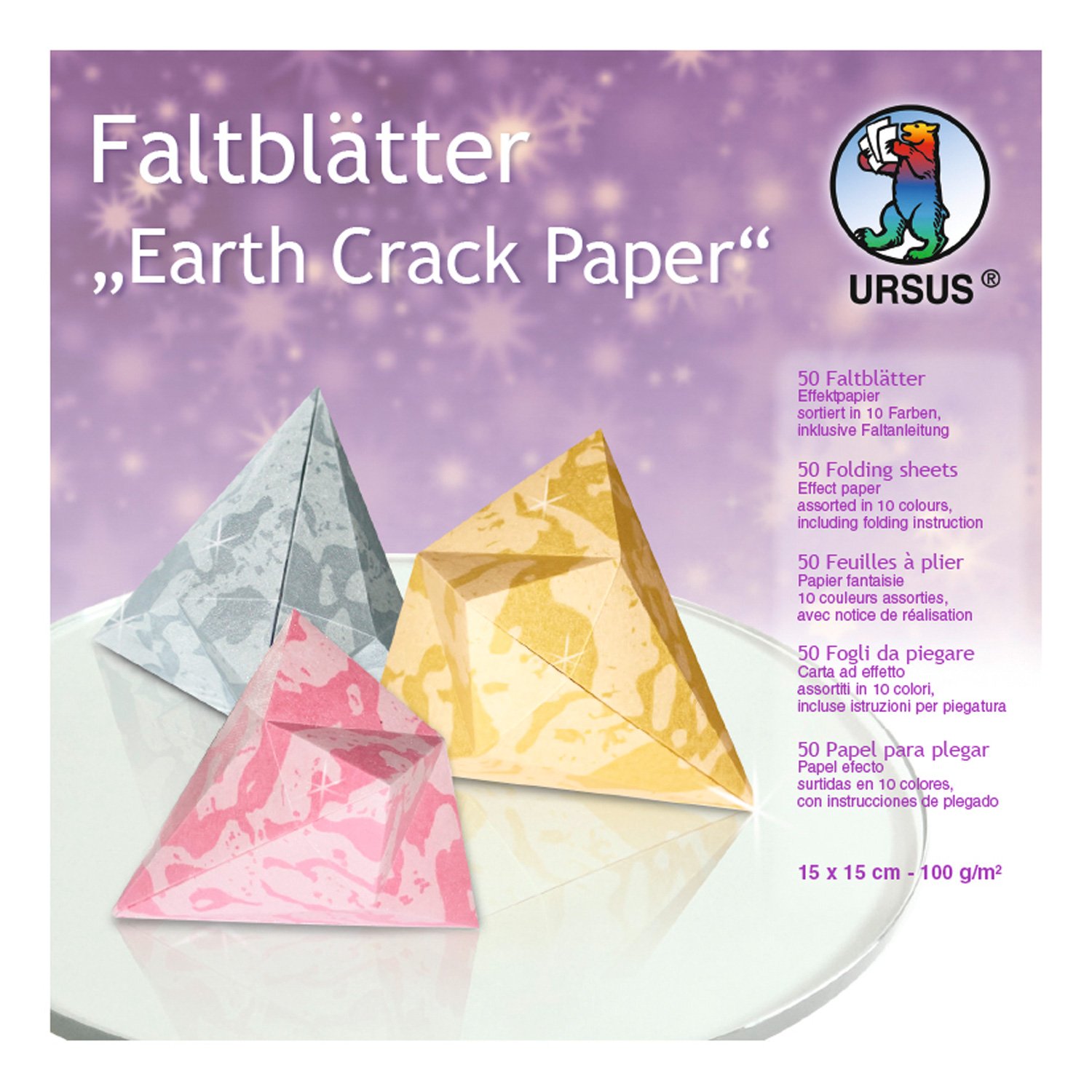 Ursus - Stream Leaflets, 15 x 15 cm, 50 Sheets, 10 Assorted Colours