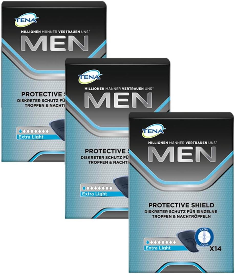 TENA Men Level 0 P/Shield Pack of 3 - Extra Thin, Discreet Absorbency