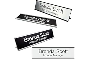 2" x 8" Personalized Aluminum Name Plates, Custom Office Desk or Wall Name Plates with Two Lines of Custom Texts, Three Name 