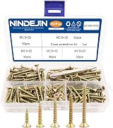 NINDEJIN Wood Screws Assortment Kit 151pcs M3.5 Flat Head Yellow Zinc view 1
