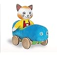 YOTTOY Richard Scarry Collection | Huckle Cat Soft Toy with Busytown Blue Car - 2 in 1 Toy