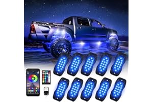 Ainostone Rock Lights for Trucks 10 Pods RGB LED Rock Lights with Bluetooth APP/Remote Control Music Mode Extension Cords Underglow Lights IP68 Waterproof Neon Light Kits for Car Jeep Offroad Pickup