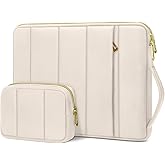 MOSISO 13-14 inch Laptop Case, 13.3 inch Puffy Laptop Sleeve Compatible with MacBook Air 13 13.6 M3 M2 M1/Pro 13/14, HP, Dell, ASUS, Lenovo, Rectangle Vertical Bag with Small Case&Side Handle, Sand