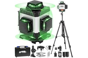 Laser Level, ZPD Laser Level with Tripod, 4 x 360 Self Leveling Laser Measuring Tool Green Lazer Level 16 Line Level Laser 360 Self Leveling for Construction, Home Renovation, Picture Hanging