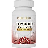 Pure Peak Thyroid Support Supplement- Metabolic Function, Energy & Focus, Mood Enhancer - Iodine from Kelp, Ashwagandha, Vitamin B12, Inositol, Ginseng, Magnesium - 60 Capsules for Men & Women